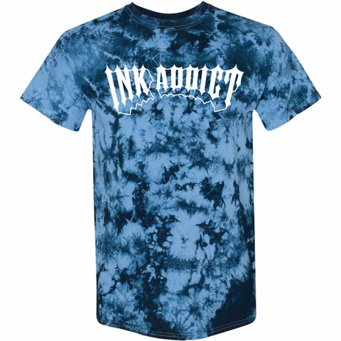 InkAddict MENS RETRO METAL I BLUE TIE DYE Tee Shirt
