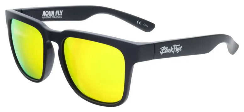 BLACK FLYS AQUA FLY FLOATING POLARIZED SUNGLASSES MATTE BLACK YELLOW LENS