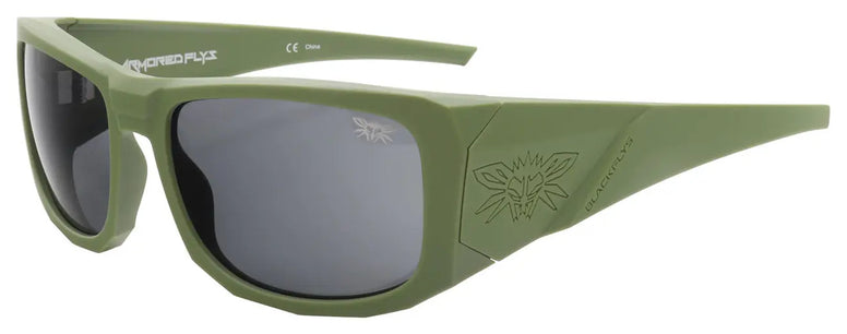 BLACK FLYS ARMORED FLYS SUNGLASSES MATTE OLIVE SMOKE LENS