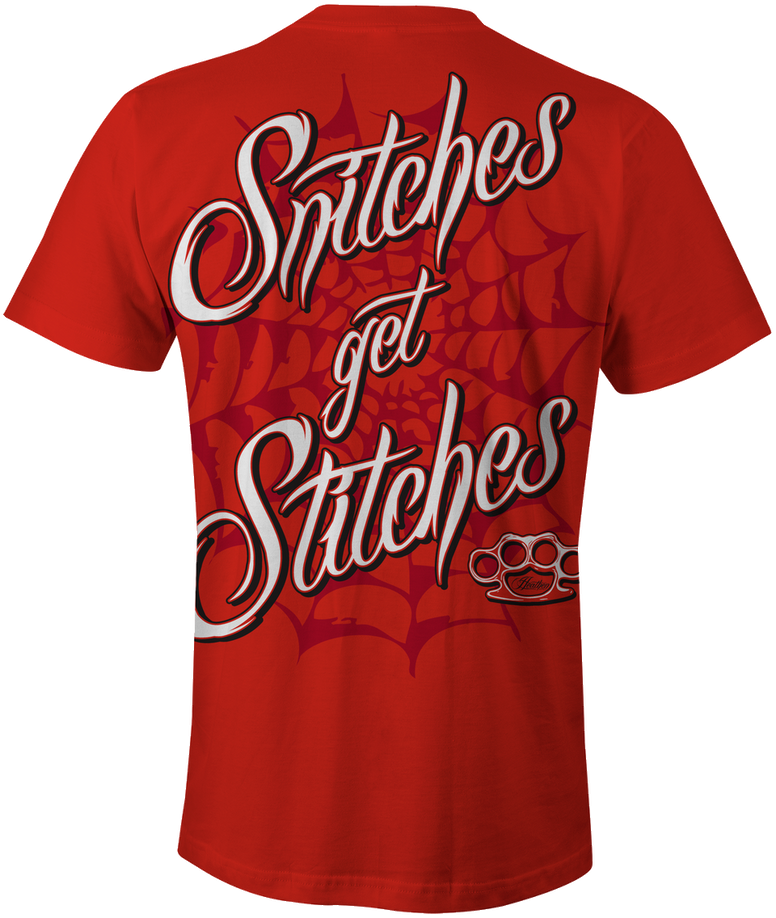 HEATHEN SNITCHES GET STITCHES TEE SHIRT RED