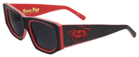 BLACK FLYS LAVA FLYS SUNGLASSES MATTE BLACK RED POLARIZED SMOKE LENS