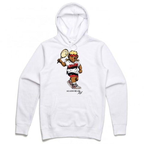 Streetwear on Demand AGASSI BEAR HOODIE WHITE