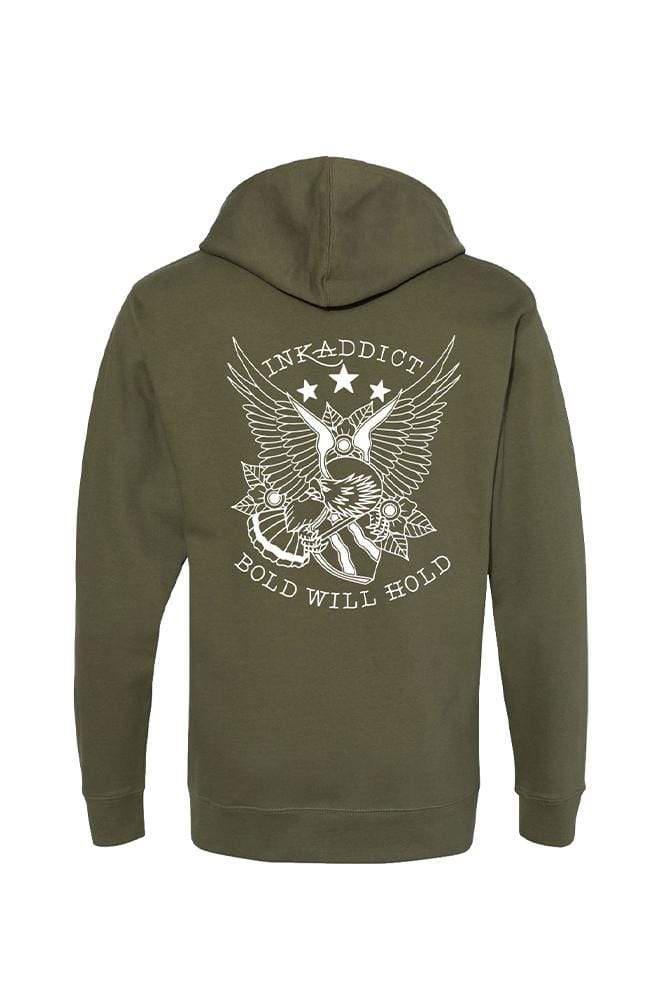 InkAddict BOLD WILL HOLD Pullover Hoodie ARMY