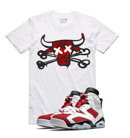 Retro Kings AJ6 CARMINE BULLY BONES TEE WHITE