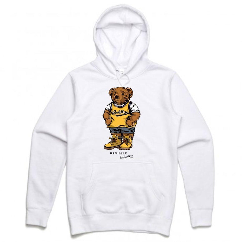 Streetwear on Demand BIGGIE BADBOY BEAR HOODIE WHITE