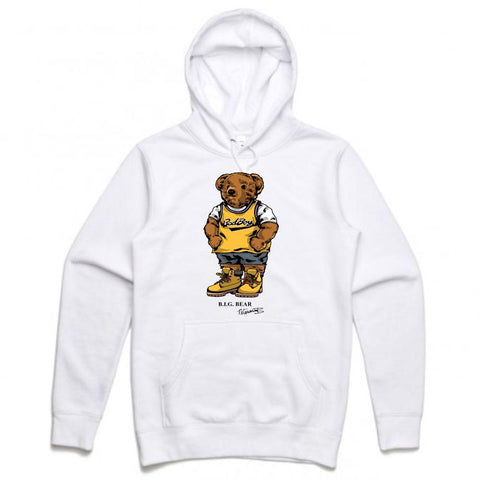 Streetwear on Demand BIGGIE BADBOY BEAR HOODIE WHITE