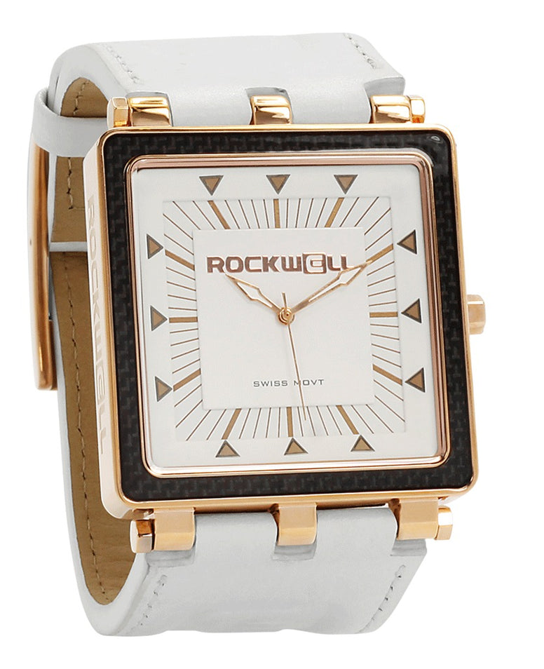 ROCKWELL THE CARBON FIBER WATCH WHITE LEATHER ROSE GOLD