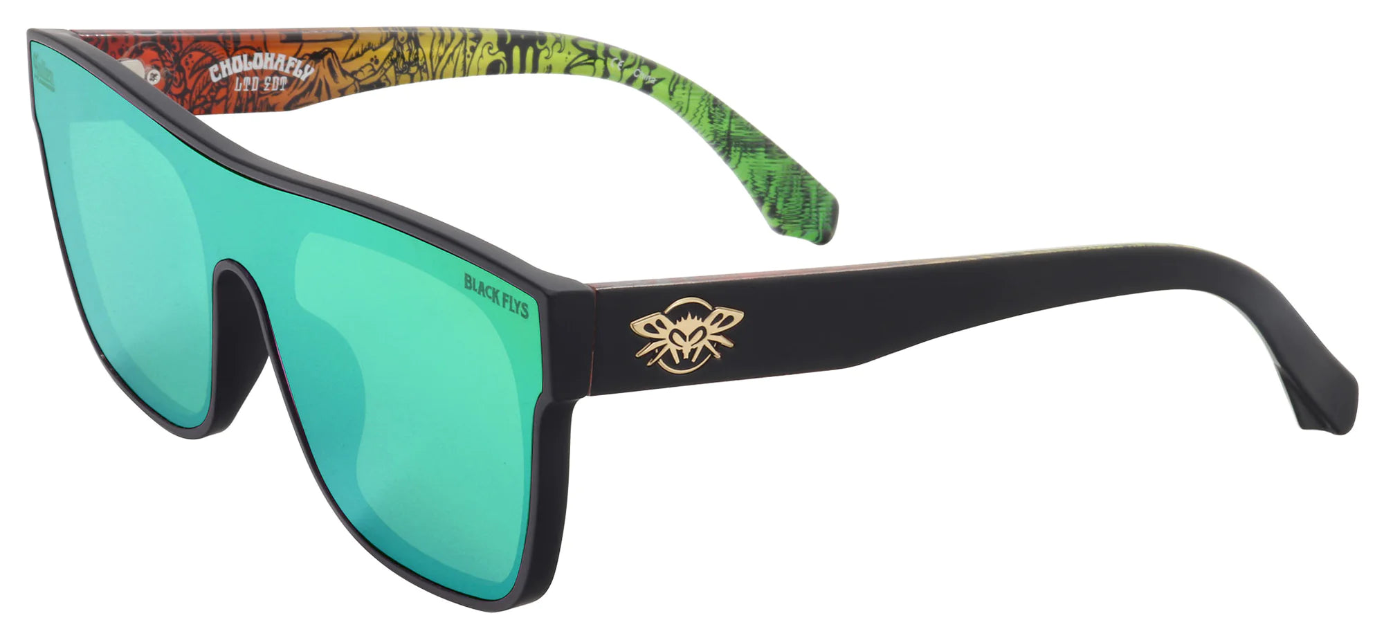 BLACK FLYS x SULLEN MONO CHOLOHA FLY SUNGLASSES MATTE BLACK GREEN LENS Monster Hutch LLC