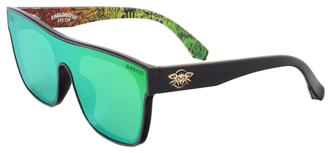 BLACK FLYS x SULLEN MONO CHOLOHA FLY SUNGLASSES SHINY BLACK GREEN LENS