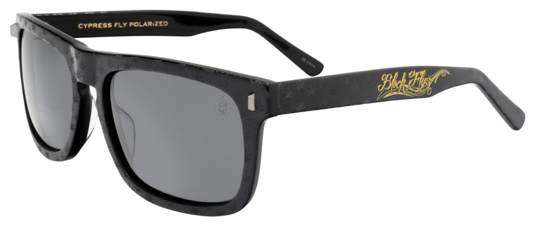 BLACK FLYS x CYPRESS HILL CYPRESS FLY SUNGLASSES SHINY BLACK POLARIZED SMOKE