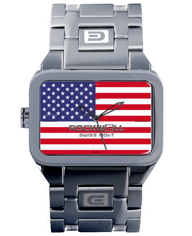 ROCKWELL DUEL TIME WATCH SILVER FREEDOM