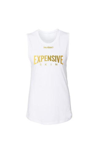 InkAddict WOMENS EXPENSIVE SKIN MUSCLE TANK WHITE/GOLD