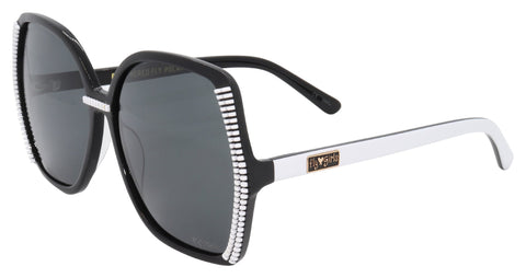BLACK FLYS FEATHERED FLY SHINY BLACK WHITE POLARIZED SMOKE