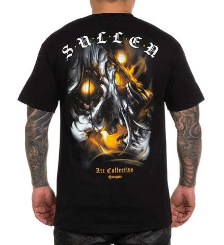 SULLEN FIRE SKULL TEE SHIRT BLACK