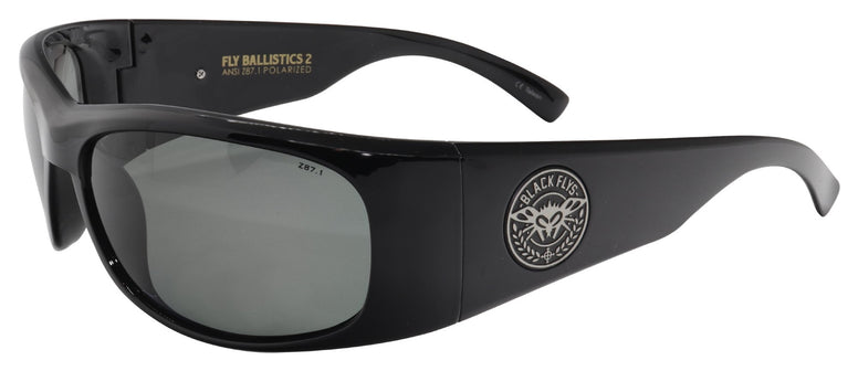 BLACK FLYS FLY BALLISTICS 2 SUNGLASSES SHINY BLACK POLARIZED