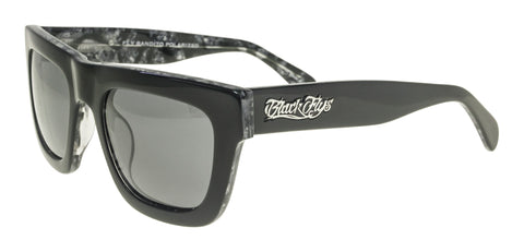 BLACK FLYS BANDITO SUNGLASSES SHINY BLACK / GREY MARBLE POLARIZED