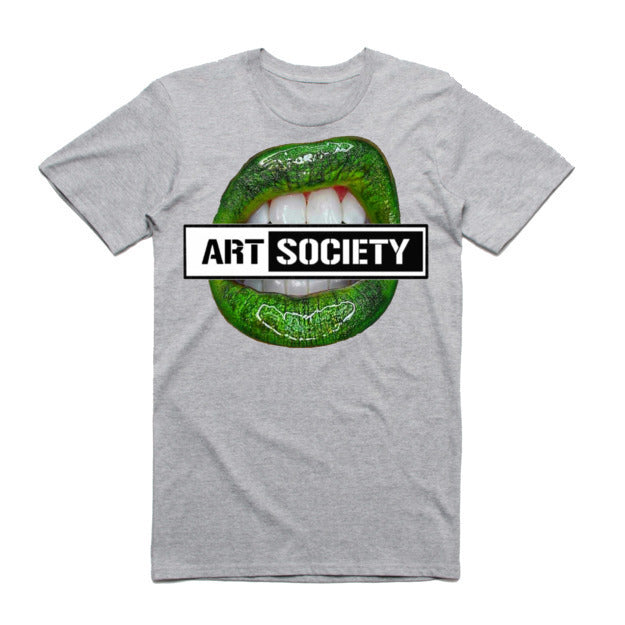 Art Society x Retro Kings GREEN LIPS TEE GREY