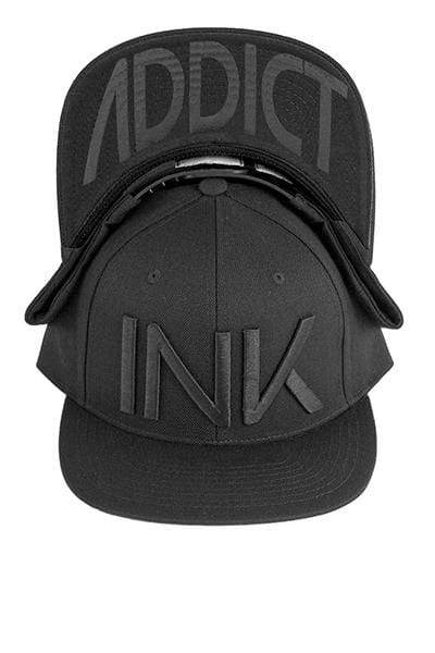 InkAddict FLAT BILL TRUCKER Hat BLACK / BLACK