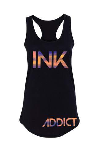 InkAddict WOMENS INK RACERBACK TANK TOP BLACK / CHROMA