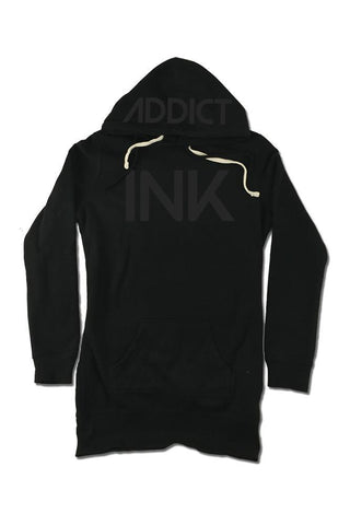 InkAddict WOMENS INK Hoodie Dress BLACK / BLACK