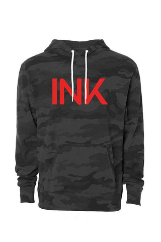 InkAddict INK Pullover Hoodie BLACK CAMO / RED