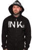 InkAddict INK GLOW IN DARK Zip Hoodie BLACK / WHITE