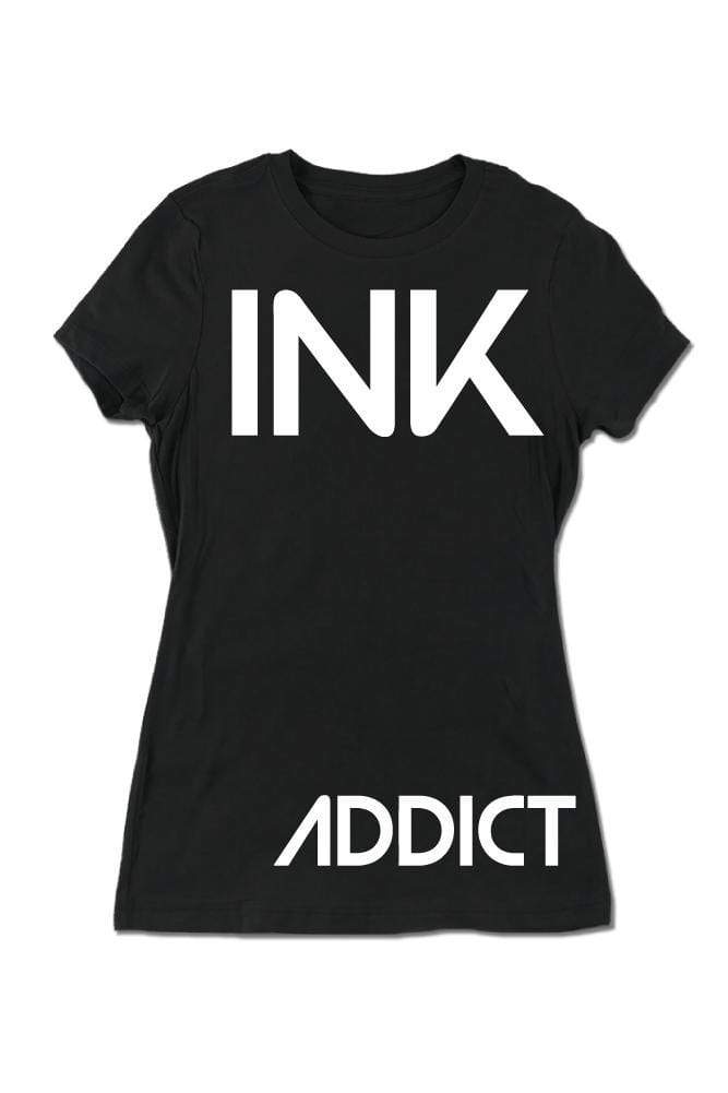 InkAddict WOMENS INK GLOW IN THE DARK Tee Shirt BLACK/WHITE