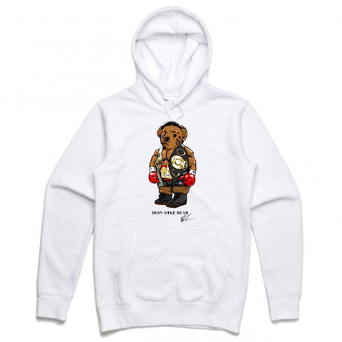 Streetwear on Demand IRON MIKE BEAR HOODIE WHITE