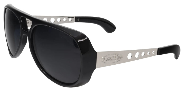 BLACK FLYS KING FLY SUNGLASSES SHINY BLACK SILVER POLARIZED