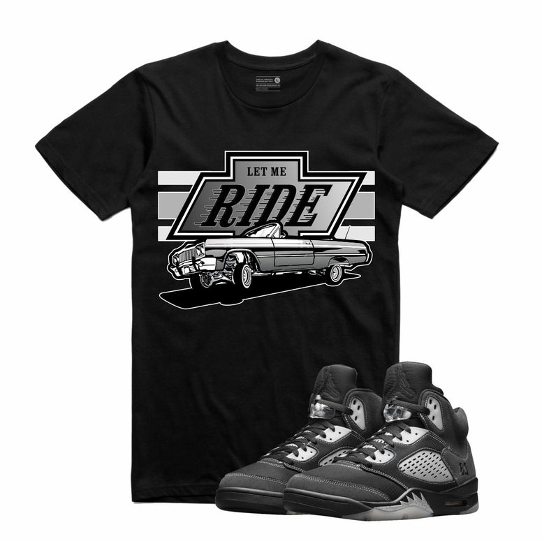 Retro Kings AJ5 ANTHRACITE LET ME RIDE TEE BLACK