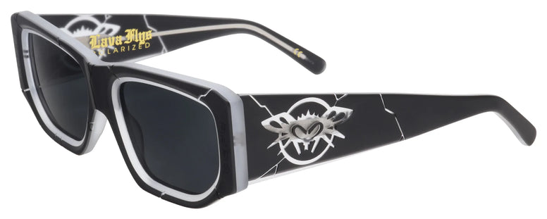 BLACK FLYS LAVA FLYS SUNGLASSES MATTE BLACK CLEAR POLARIZED SMOKE LENS