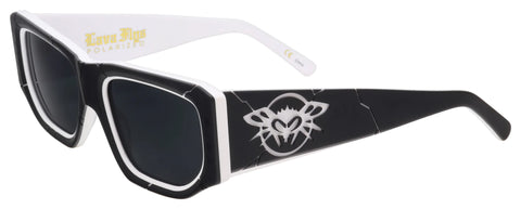 BLACK FLYS LAVA FLYS SUNGLASSES MATTE BLACK WHITE POLARIZED SMOKE LENS