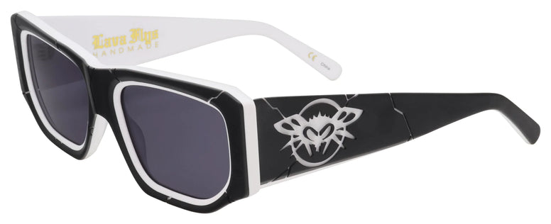 BLACK FLYS LAVA FLYS SUNGLASSES MATTE BLACK WHITE SMOKE LENS