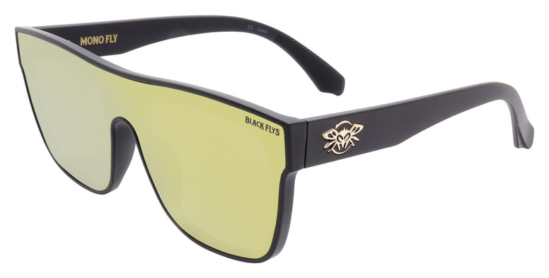 BLACK FLYS MONO FLY SUNGLASSES MATTE BLACK GOLD LENS
