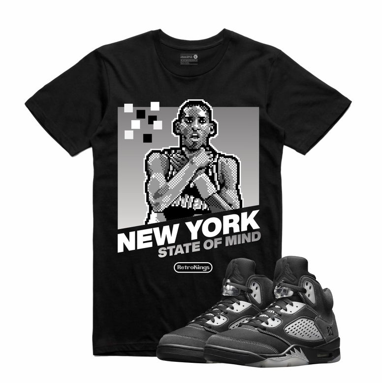 Retro Kings AJ5 ANTHRACITE NY STATE OF MIND TEE BLACK