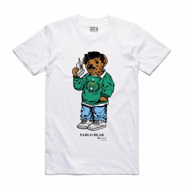 Streetwear on Demand BEAR PABLO TEE WHITE
