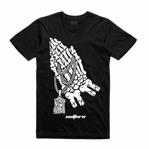 Streetwear on Demand CULTURE PRAYING HANDS TEE BLACK