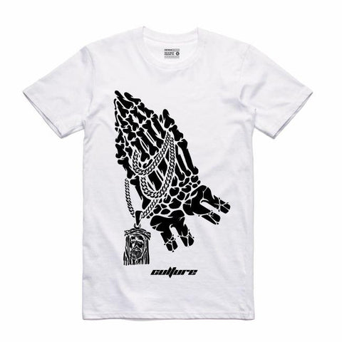 Streetwear on Demand CULTURE PRAYING HANDS TEE WHITE