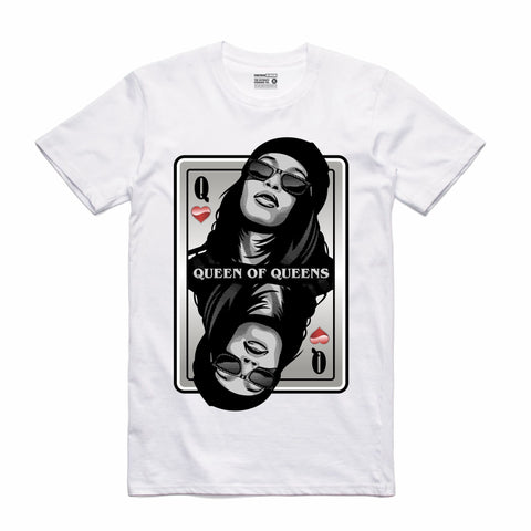 Streetwear on Demand QUEEN OF QUEENS AALIYAH TEE WHITE