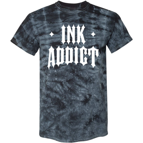 InkAddict MENS RETRO METAL II BLACK TIE DYE Tee Shirt