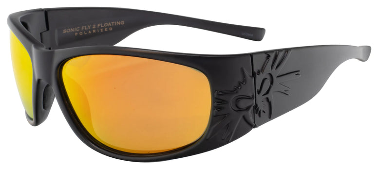 BLACK FLYS SONIC FLY 2 SUNGLASSES POLARIZED FLOATING MATTE BLACK ORANGE MIRROR LENS