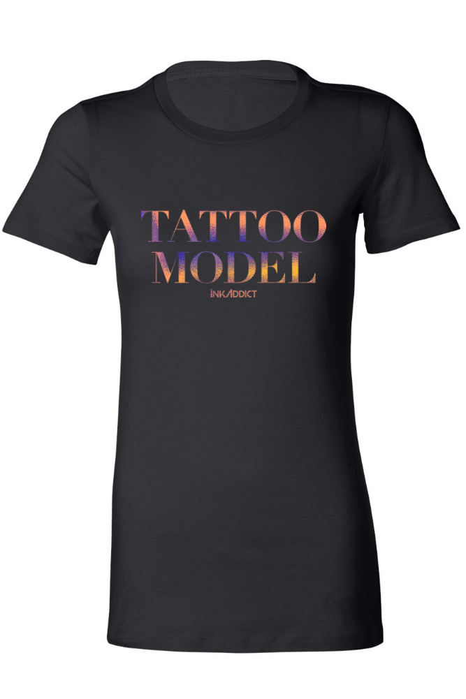 InkAddict WOMENS TATTOO MODEL SLIM FIT TEE BLACK / CHROMA