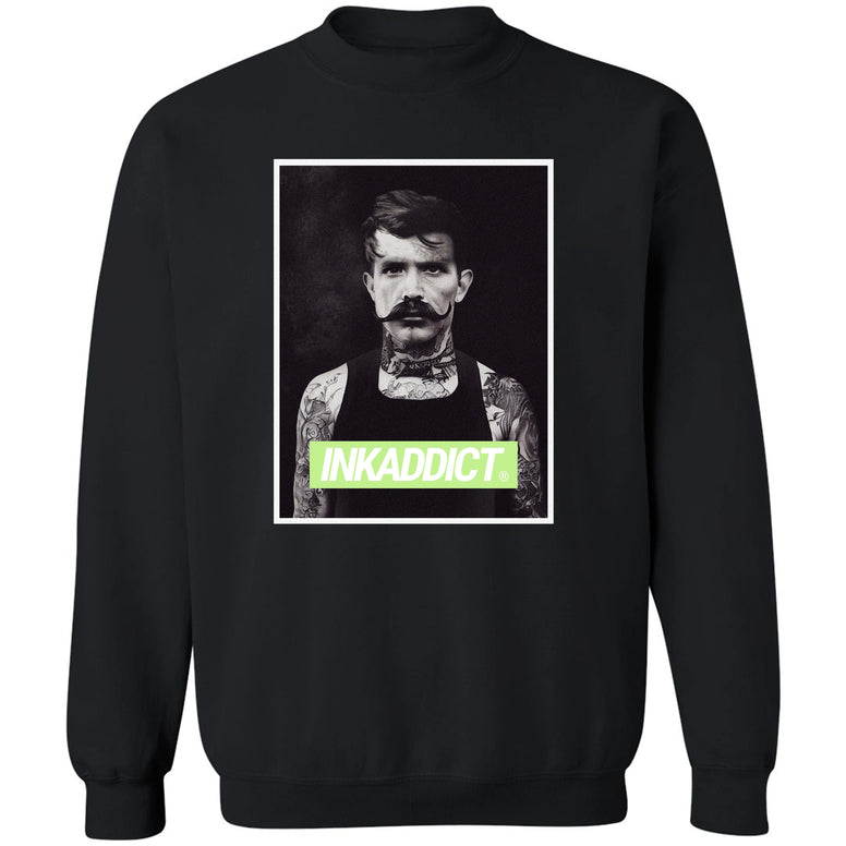 InkAddict TATTOOED MAN BLACK Crew Sweatshirt