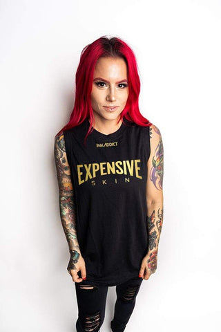 InkAddict WOMENS EXPENSIVE SKIN MUSCLE TANK BLACK/GOLD