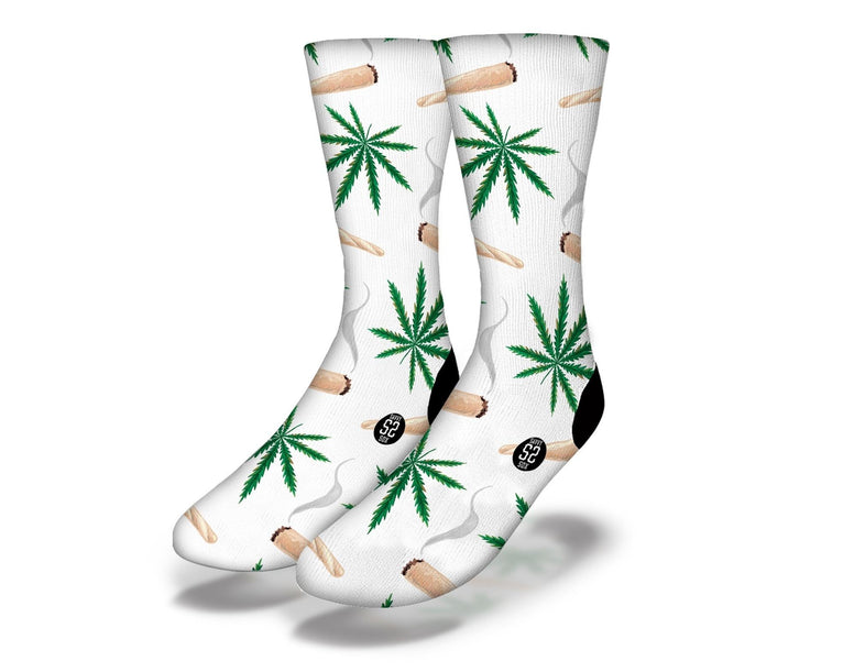 SAVVY SOX WEED AND JOINTS WHITE SOCKS
