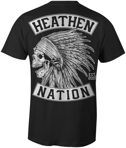 HEATHEN CHIEF TEE SHIRT BLACK