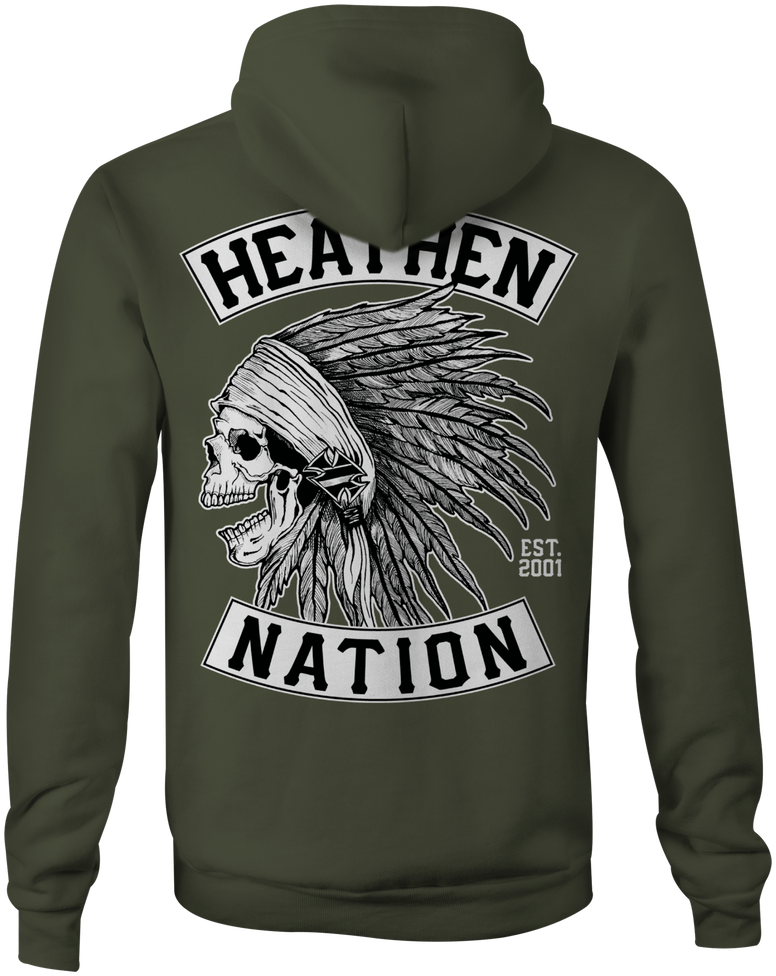 HEATHEN CHIEF HOODIE MILITARY GREEN