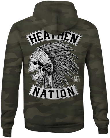 HEATHEN CHIEF HOODIE GREEN CAMO