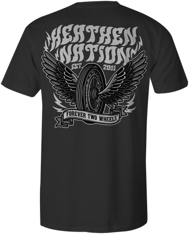 HEATHEN FOREVER TWO WHEELS TEE SHIRT BLACK