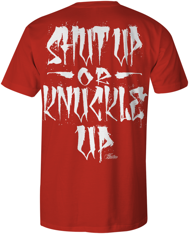 HEATHEN KNUCKLE UP TEE SHIRT RED